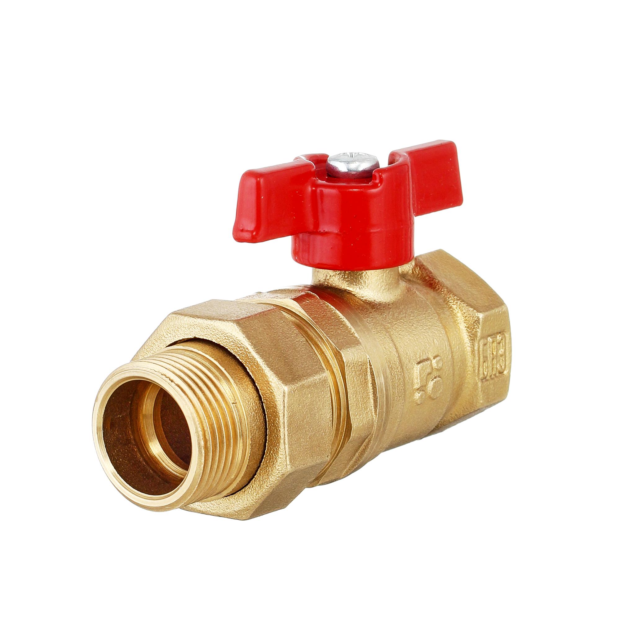 Кран шаровый латунныйБАЗ  11б27п1 вода НР/ВР Ду 15 (1/2") Ру 40 бабочка американка